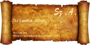 Szlamka Alex névjegykártya